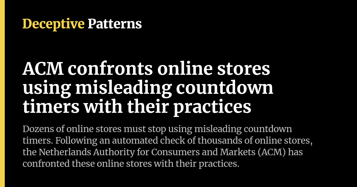 ACM confronts online stores using misleading countdown timers with ...