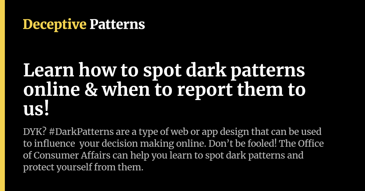 Confusing Language Dark Patterns Examples Learn how to spot dark patterns online & when to report them to us ...